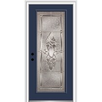 52.75 inch x 82.375 inch Blacksmith 3/4 Oval Lite 2-Panel Prefinished White  Right-Hand Inswing Steel Prehung Front Door with Sidelite and Brickmould