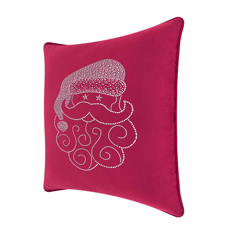 Sparkles Home Santa Rhinestone Pillow | Holiday Christmas Design | Feather Insert | Machine Washable, Square 16"