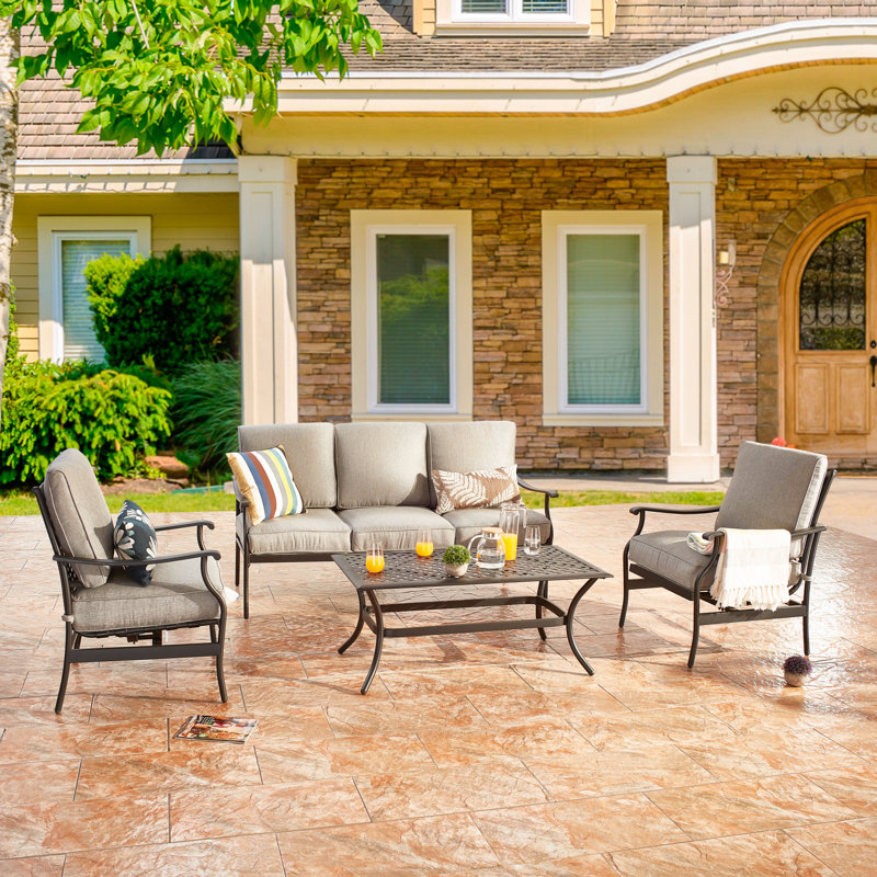Middleham 5 - Person Patio Conversation Set with Cushions, Gray