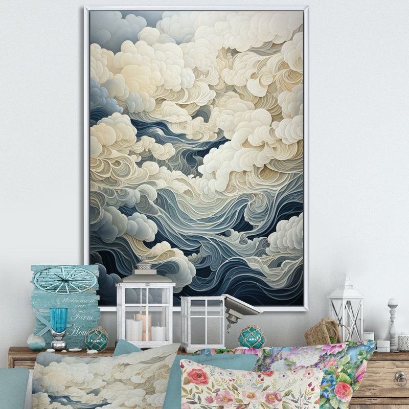 " Clouds Grey Skies I ", 40" H x 30" W x 1.5" D, White Floater Framed