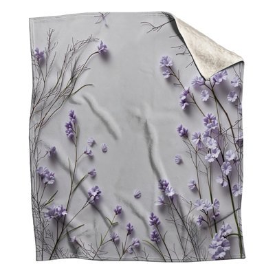 Lavender Fleece Throw Blanket - Floral Throws for Sofas or Beds