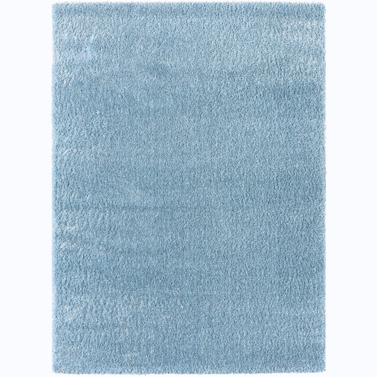 Solid Color Machine Woven Polypropylene Area Rug in Blue
