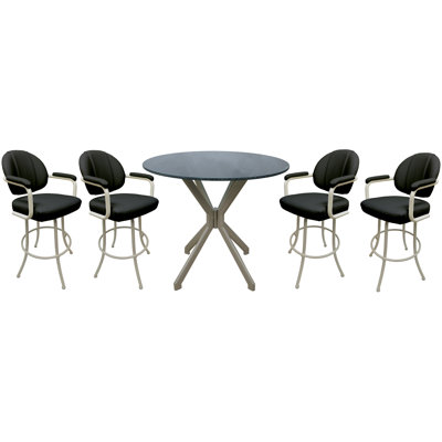Rabih 4 - Person Glass Top Pedestal Dining Set