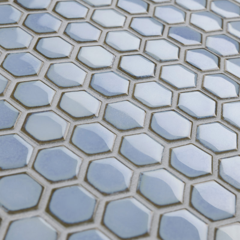 Hudson 1" x 1" Porcelain Honeycomb Mosaic Wall & Floor Tile, Frost Blue