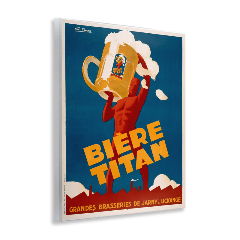 Publicité sur plaque «Antique tenant une bière», conception par Marcus Jules