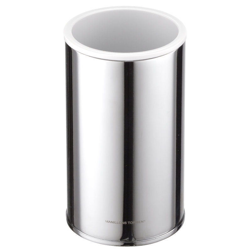Alejah Toothbrush Holder, Chrome/White