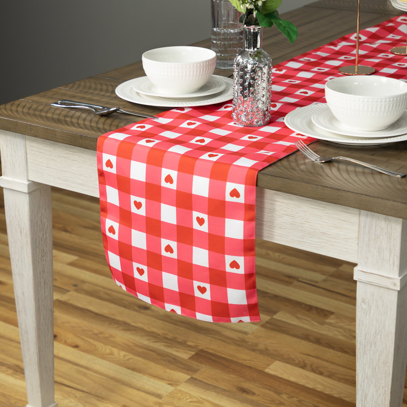 Chemin de table en polyester à pois Saint-Valentin
