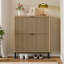 Armoire de rangement pour chaussures 16 paires avec 2 tiroirs rabattables, armoire de rangement pour chaussures autoportante