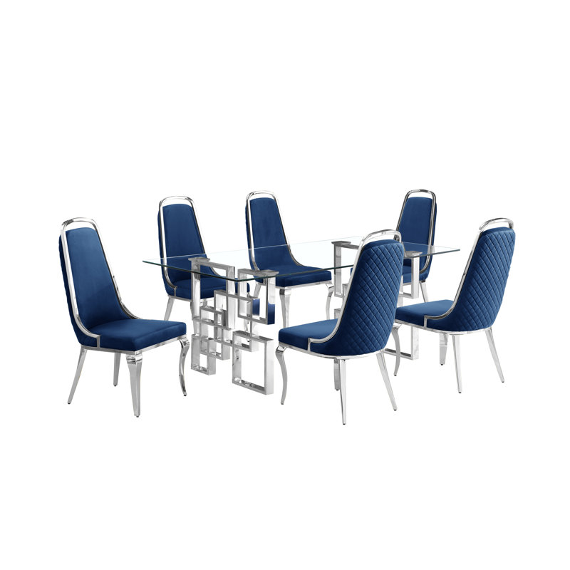 Ensemble repas 6 personnes Godley, Bleu marine