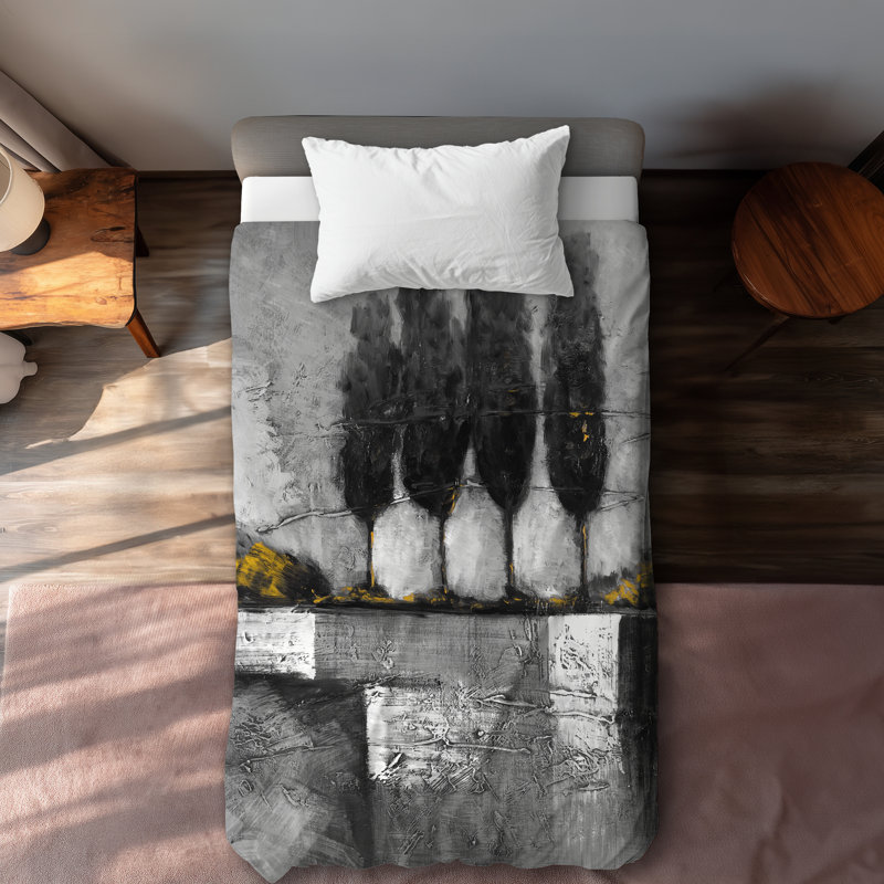 Industrial Landscape Duvet Cover - Yellow Living Room Decor, Yellow/Black