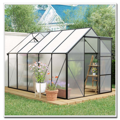 6x10 FT Polycarbonate Greenhouse Raised Base and Anchor Aluminum Heavy Duty Walk-in Greenhouses for Outdoor Backyard in All Season