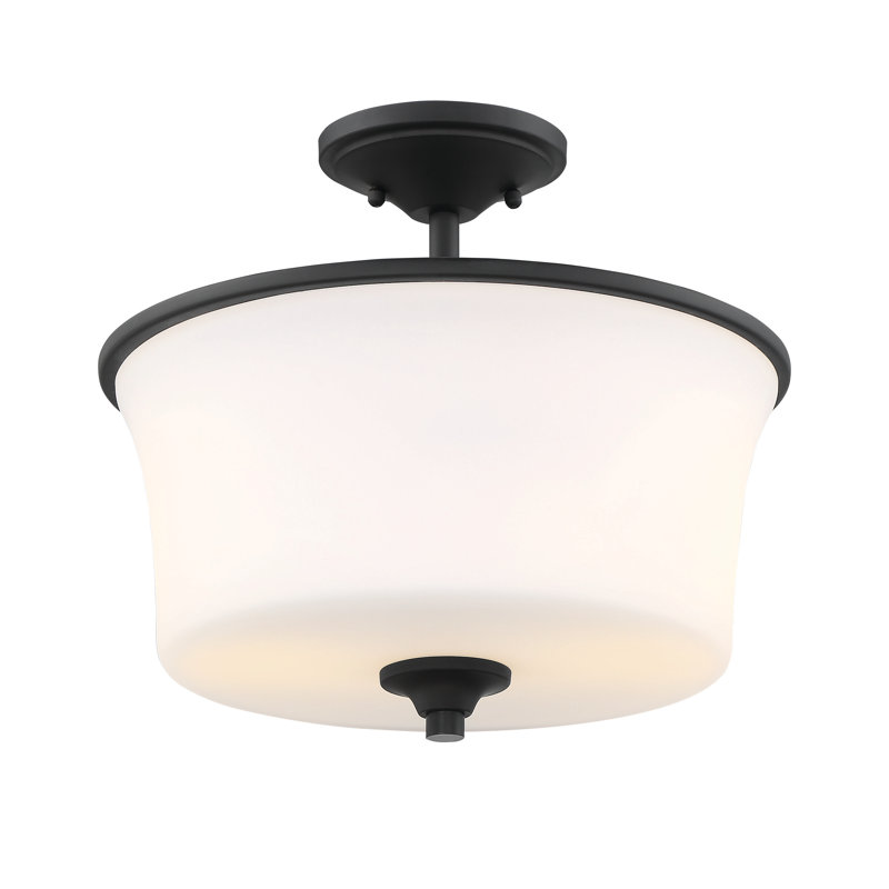 Lustree tambour 2 lumières Wiggins, Blanc givré, Dos plat