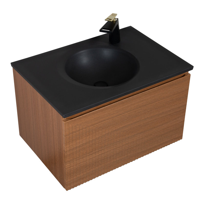 Kostya 30" Wall-Mounted Single Bathroom Vanity Set, black
