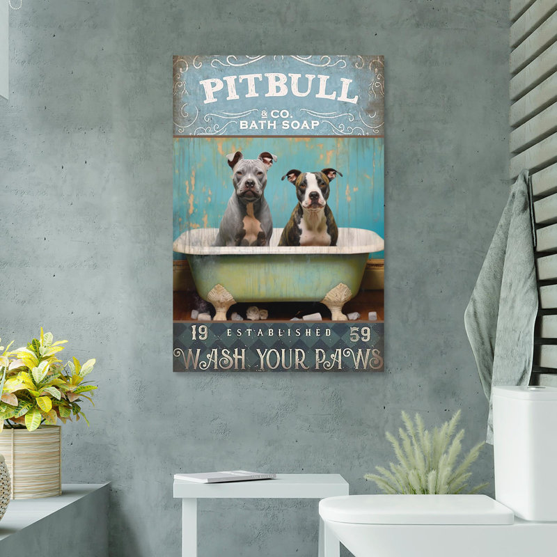 «Pitbull Bath Soap On Canvas», impression sur toile, H 36 po x l 24 po x P 1,25 po