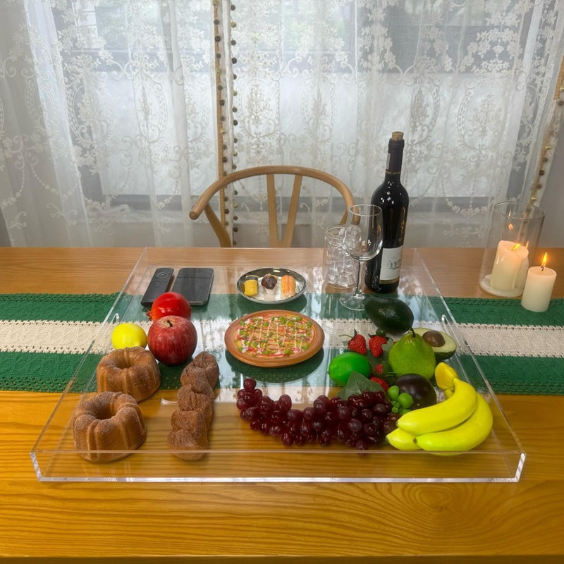21”X21” Extra-Large Clear Acrylic Square Ottoman Tray Oversized ...