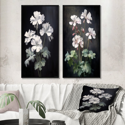 Ensemble de salon noir et blanc avec géraniums Minimal Expression - Geraniums