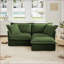 Canapé modulaire 2 places avec repose-pieds convertible, siège profond en forme de L pour les salles familiales | Vert sauge | Chenille