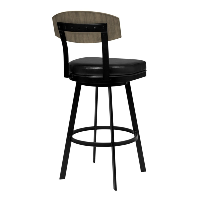 Tabouret de bar rotatif 26 po en métal et similicuir