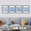Motif de coups de pinceau aquarelle bleue - ensemble de 4 reproductions de cadres photo simples-97762627-97762624