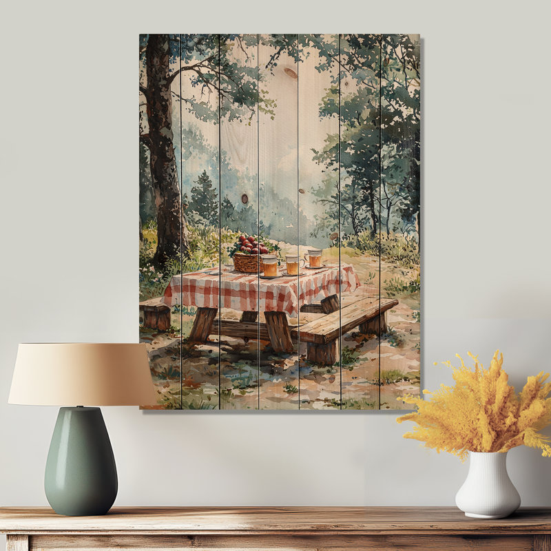 Table pique-nique The Morning I - Repas et pique-nique en bois, décoration murale - sur bois de pin naturel