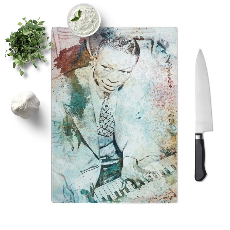 Tempered Glass Nat King Cole Chopping Board, 28.5 cm W x 39 cm L
