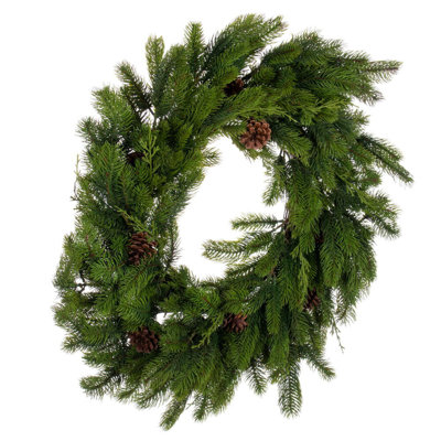Faux Pine Polyethylene Plastic Wreath