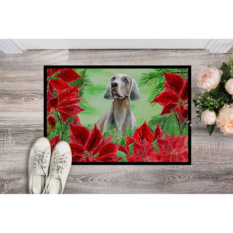 Tapis de porte pour l’extérieur antidérapant weimar poinsettas, Rectangle 24 po x 36 po