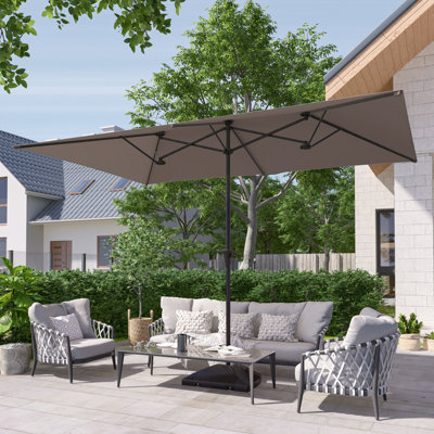 11x7Ft Double-Sided Patio Umbrella with Large Canopy
