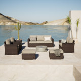 Shanden Wicker 5 - Person Patio Conversation Sets with Cushions