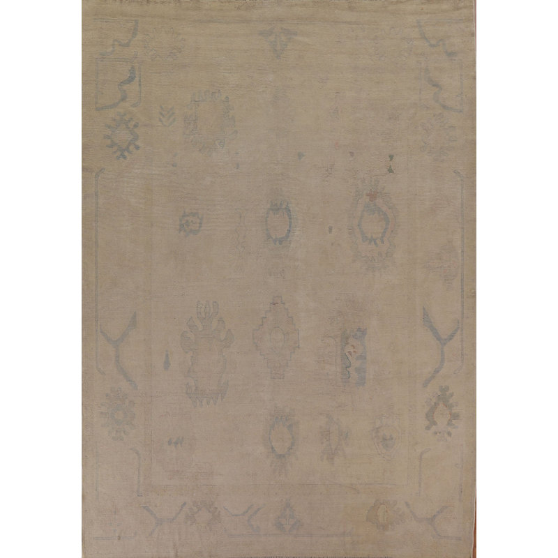 Tapis turc Oushak à motif végétal noué à la main 9 x 11