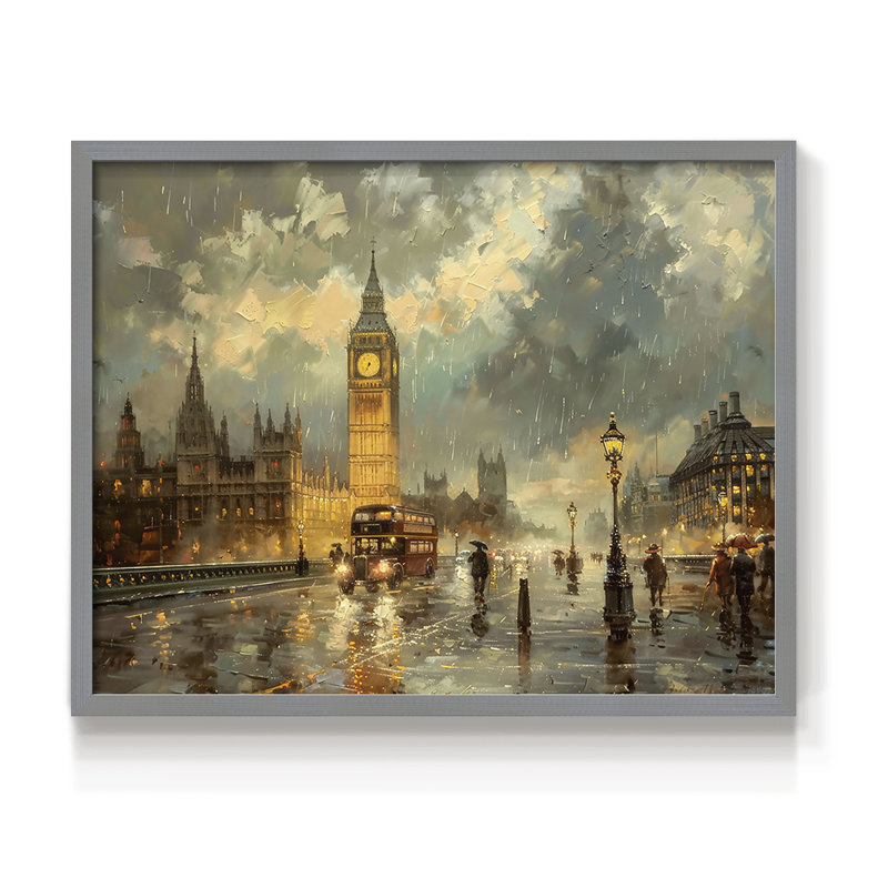 Landscape Series-CXLI -Framed Print - Restickable, H 11 po x l 14 po, Gris