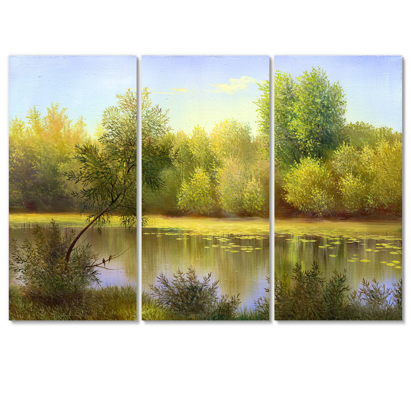 «Beautiful Summer River Green Landscape II - Country», reproduction d'art sur toile, H 40 po x l 60 po x P 1 po