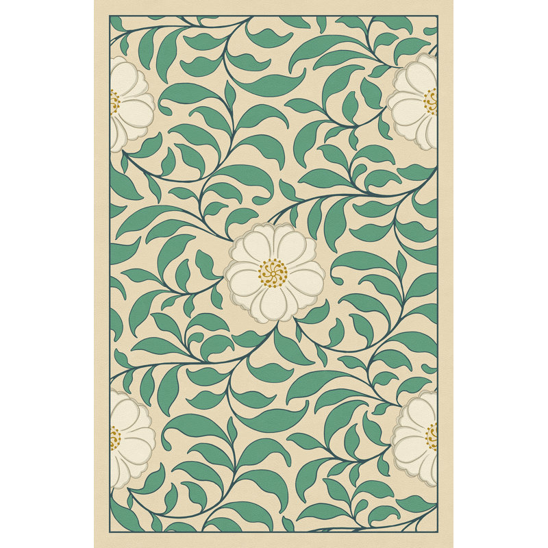 Hawarden Vinyl Floral Indoor Rug, Rectangle 1'9" x 2'8"