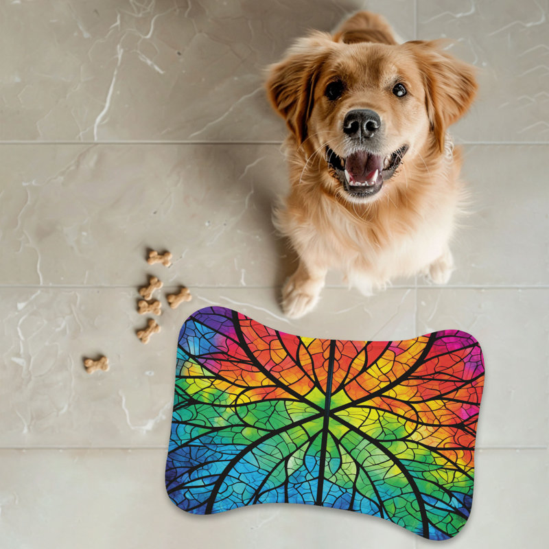 Coloured Glass Designs - Tapis d'alimentation en os 1 pièce, Moyen (18 po)
