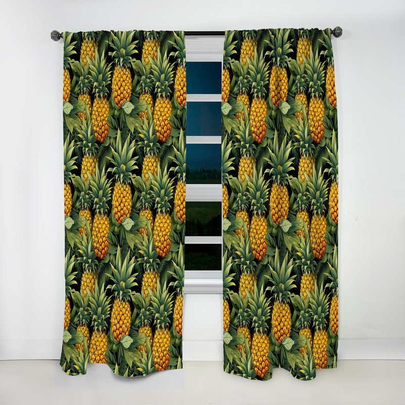 Pineapple Delight - motif tropical V - Rideau floral - Velours obscurcissant - 1 panneau, L 52 po x L 84 po
