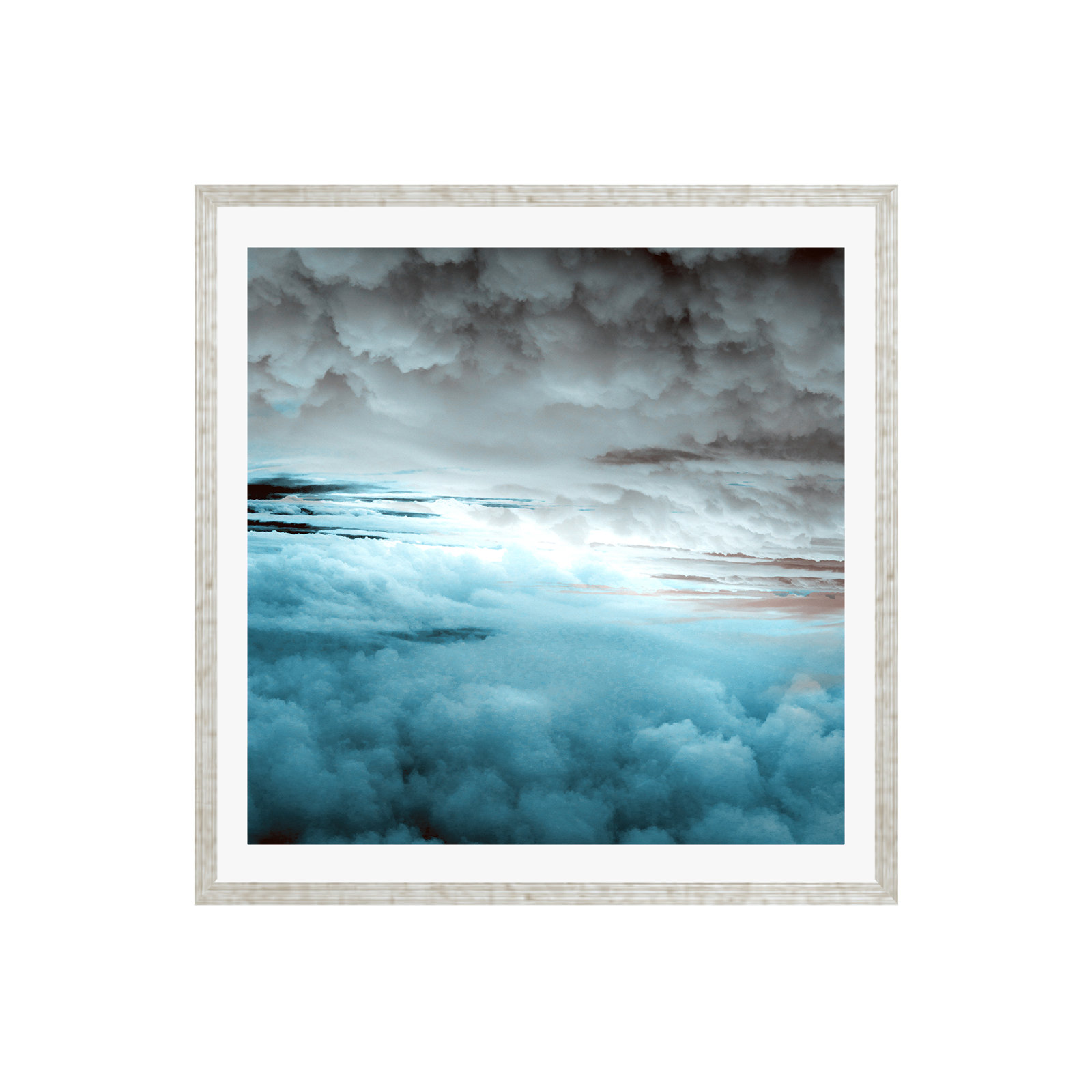 Glacier Painted Clouds by Caleb Troy, No, Silver Floater Framed, 12" H x 12" W x 2" D