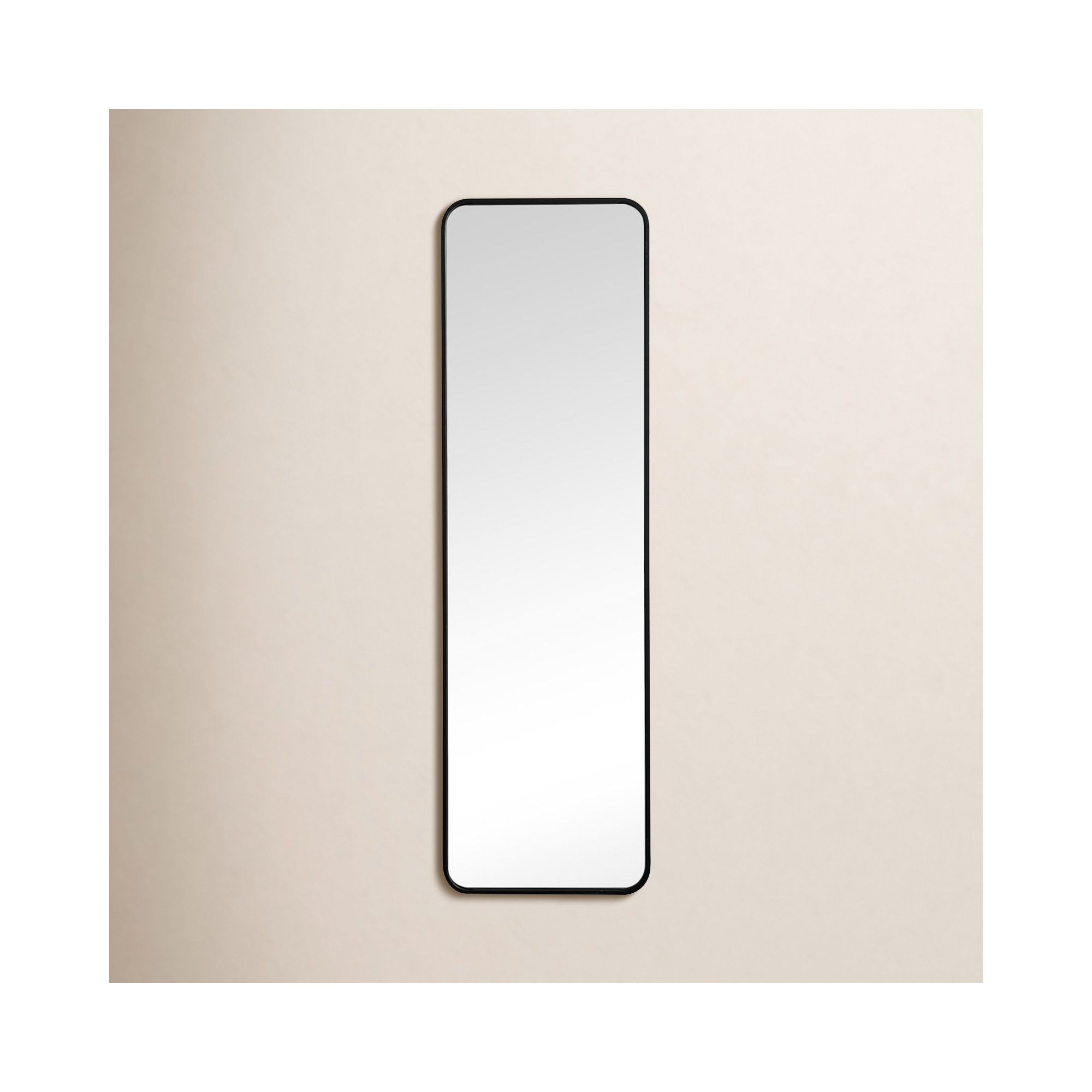 Sabine Metal Rounded Rectangle Wall Mirror, Black, 60" x 18"