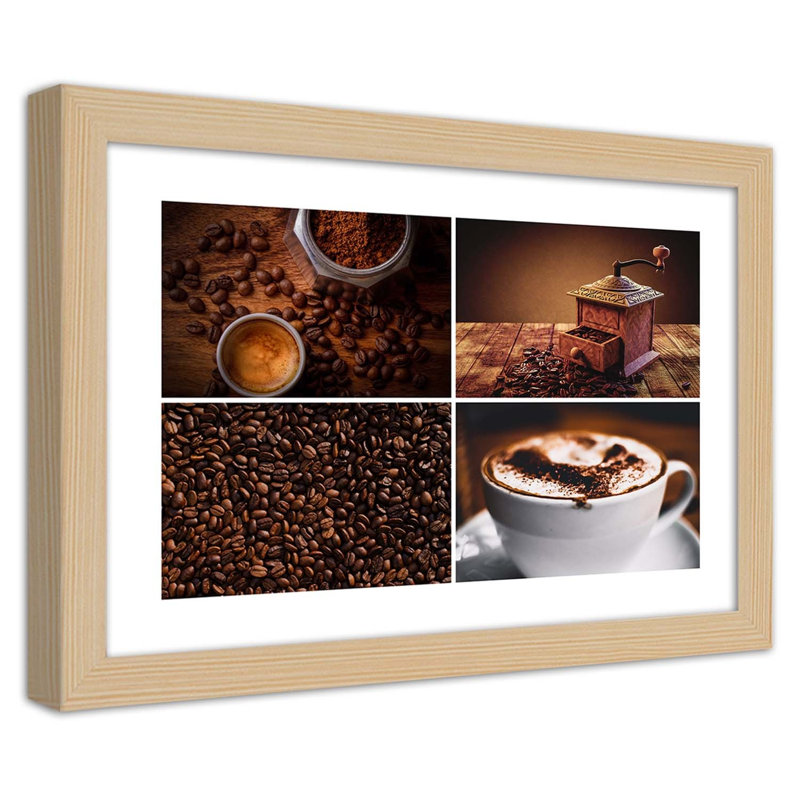 Coffee Beans - Single Picture Frame Print, Light Brown, 40cm H x 60cm W