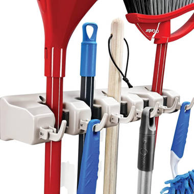 U.S. Solid Mop and Broom Gripper Holder Wall Mount, Broom and Dustpan Hanger for Home, Kitchen, Garden and Garage