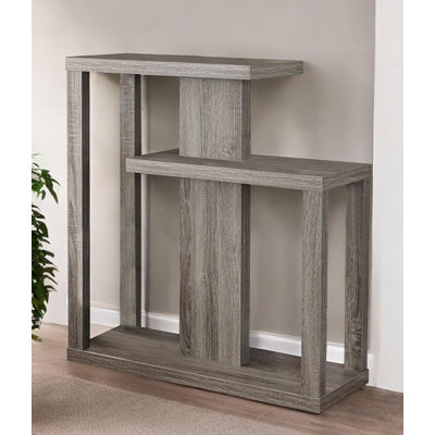 32" Taupe Free Form Floor Shelf Console Table With Storage