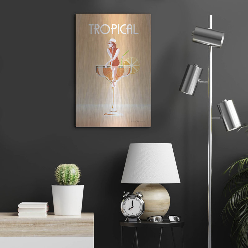 Art mural en métal luxueux «Tropical Drink» par Omar Escalante, H 24 po x l 16 po