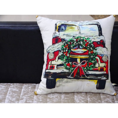  Christmas Holiday Car Throw Pillow Cover