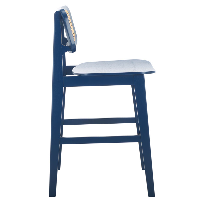 Luz Cane Counter Stool, Navy/Natural