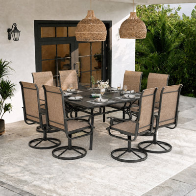 9-Piece Patio Dining Set with Rectangular Table