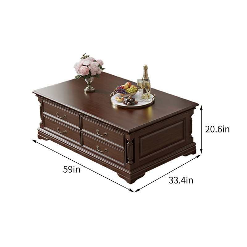 Table basse en bois massif European Modern Living Table Vintage