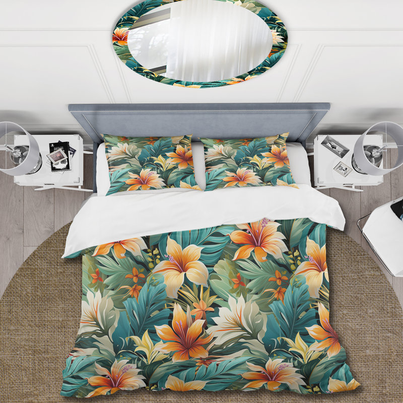 Literie Tropical Essence, Housse de couette pour très grand lit et 2 très