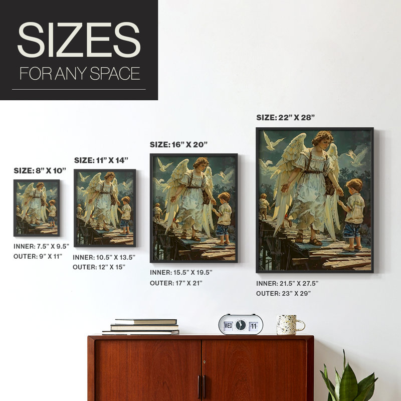 Religious Series CDXLII, reproduction encadrée - bois massif, H 11 po x l 9 po, Noir, noir, noir, noir