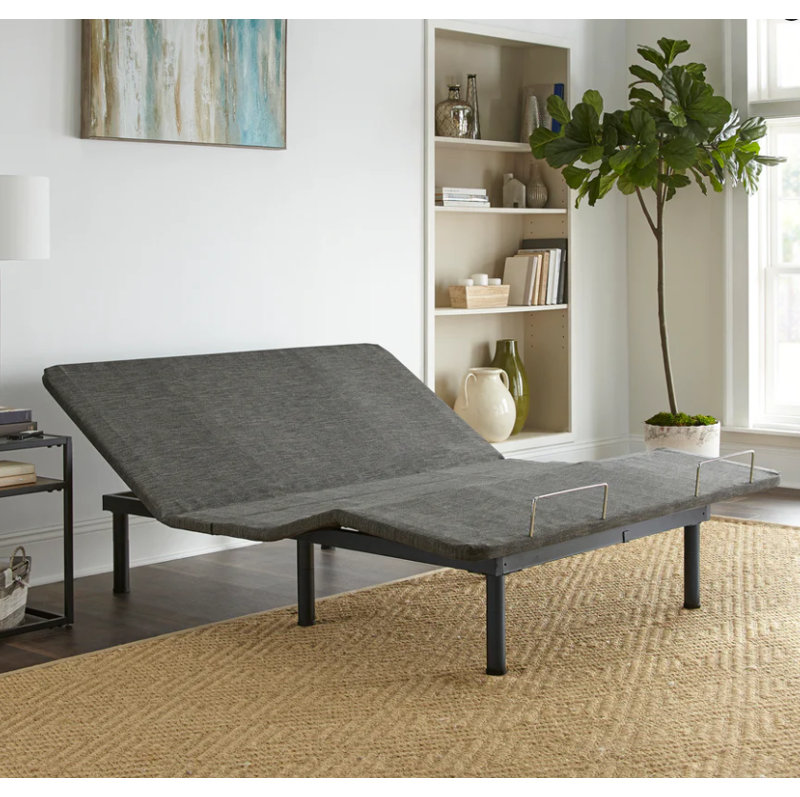 Gray Powder Coated Adjustable Queen Metal Bed Frame
