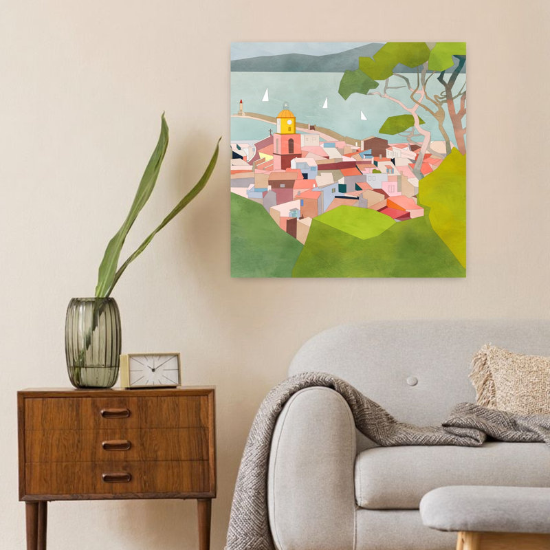 Art contemporain, art contemporain abstrait coloré, paysage, H 24 po x l 24 po
