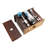 Low Tank Toilet with Dark Oak Flat Panel Tank Round White Bowl-122467477